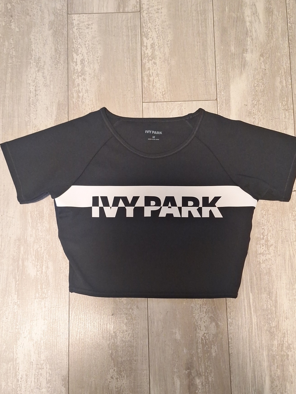 IVY PARK Black Crop Top with White Logo Band